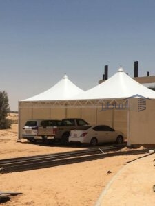 مظلات مواقف سيارات قماش بي في سي