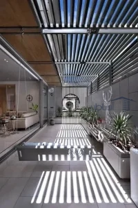 مظلات حديد تيوب مربعات للحدائق